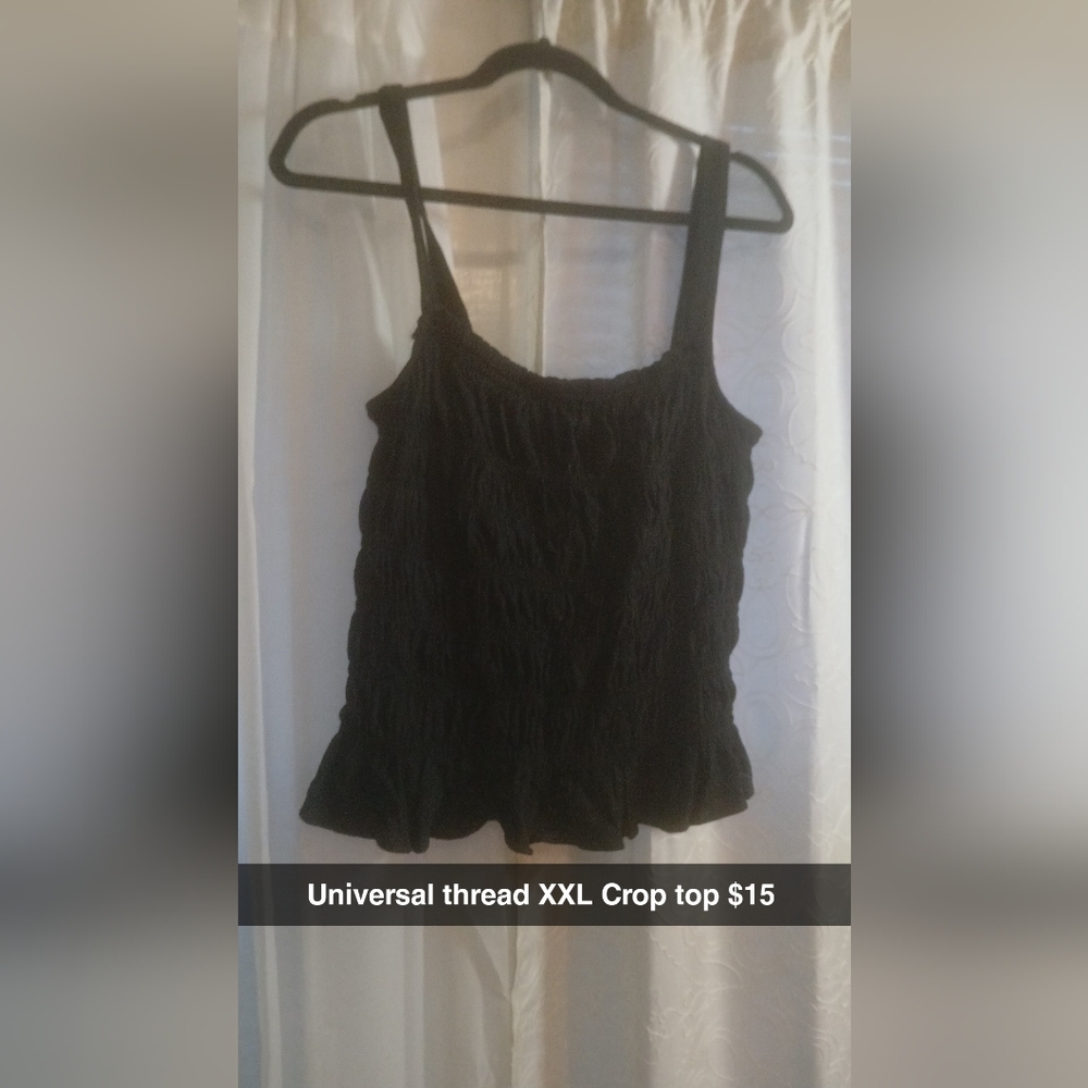Universal Thread Elegant Black Ruffle Crop Top